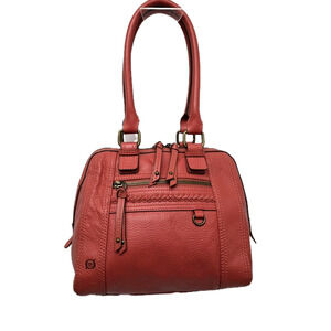 Born Purse Shoulder Bag Salmon Pebbled Leather Double Handle Tote Handbag